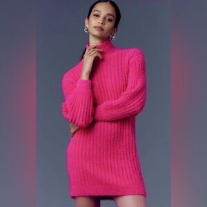 Anthropologie Flat White Turtleneck Sweater Dress  NWT